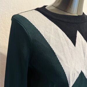 Topshop Women's Green, Black and White Sweater